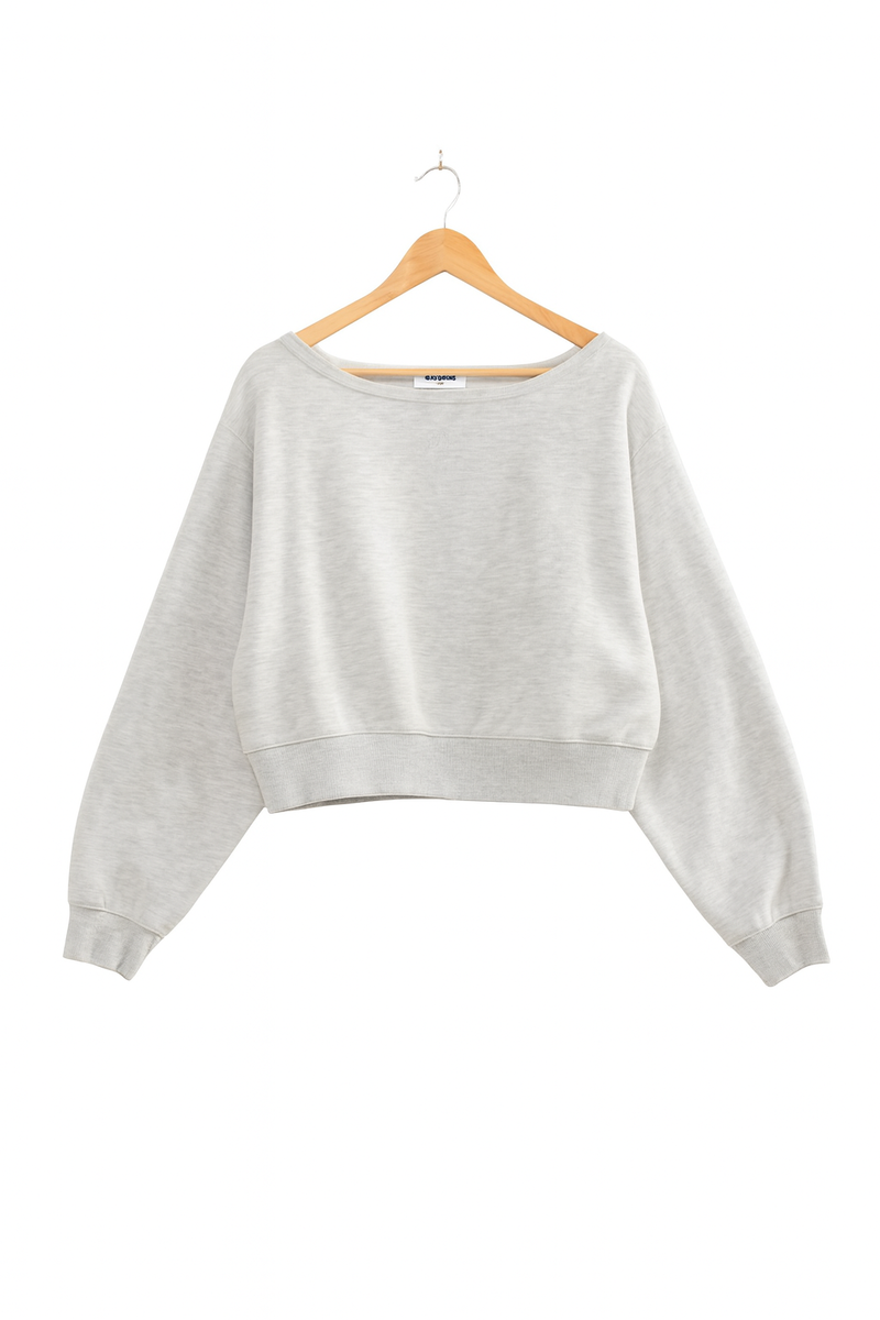 Off-The-Shoulder Cropped Fleece Pullover - Image 4