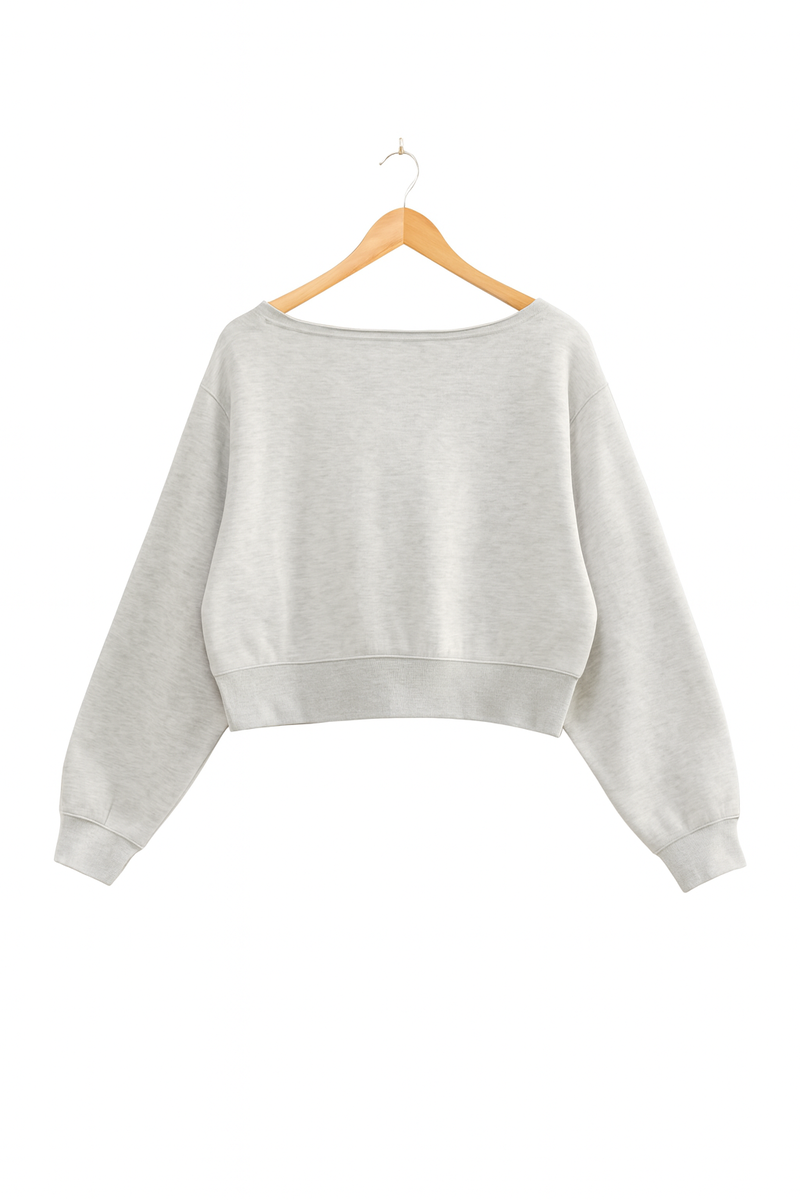 Off-The-Shoulder Cropped Fleece Pullover - Image 5