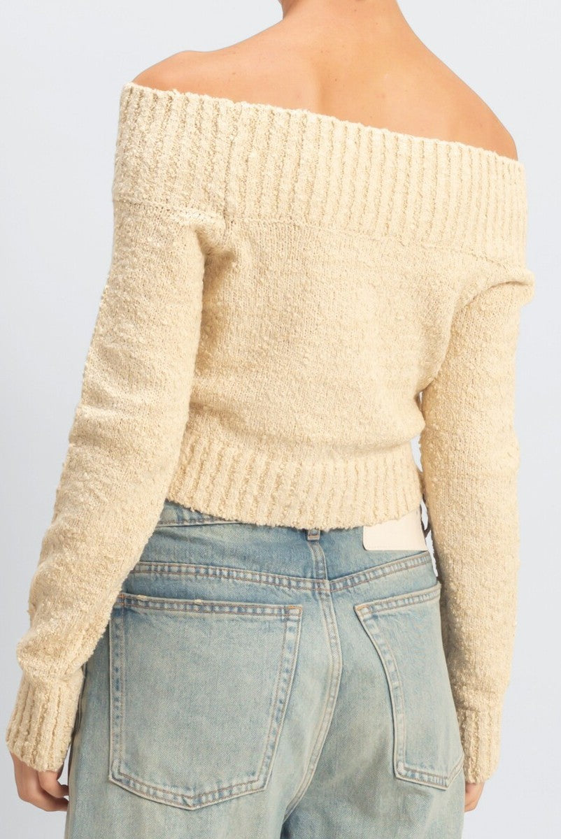 Cropped Off-The-Shoulder Sweater - Image 3