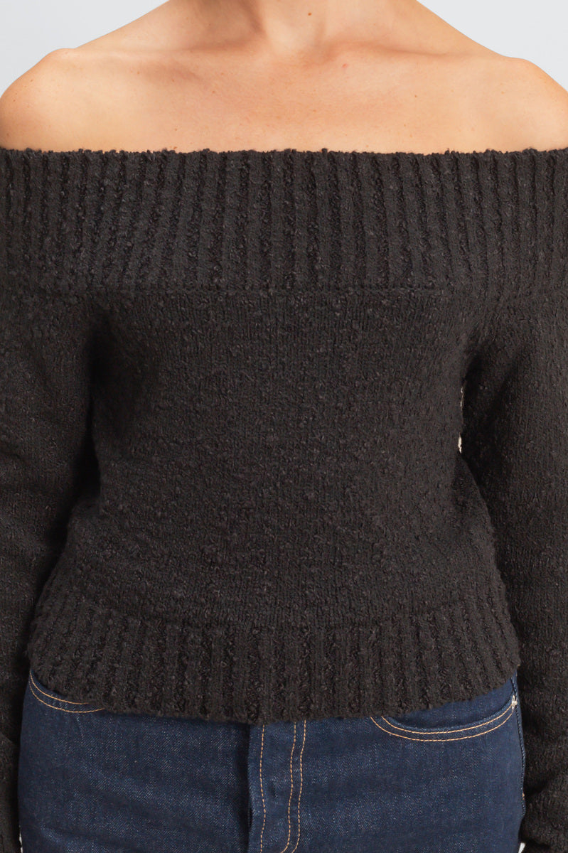 Cropped Off-The-Shoulder Sweater - Image 7