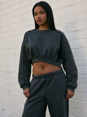 Exposed-Seam Cropped Pullover