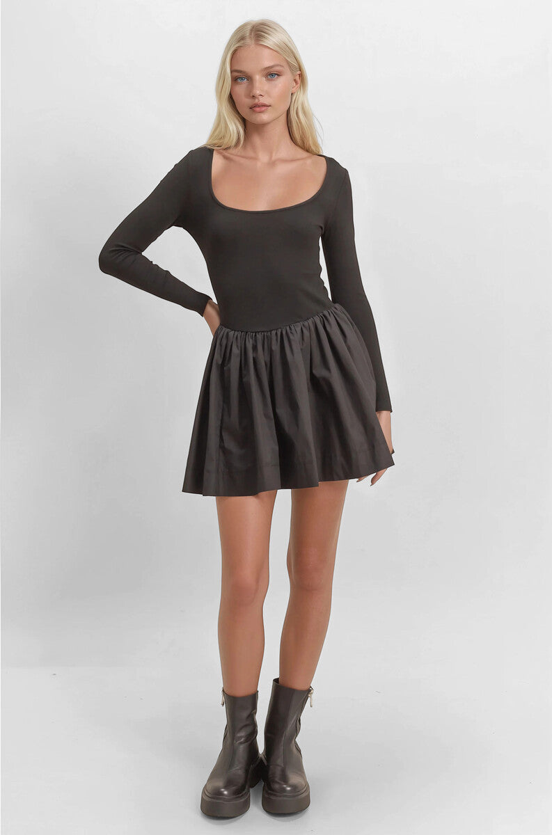 Scoop-Neck Mini Skater Dress