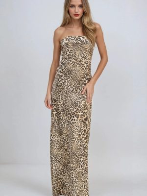 Satin Leopard Print Maxi Dress