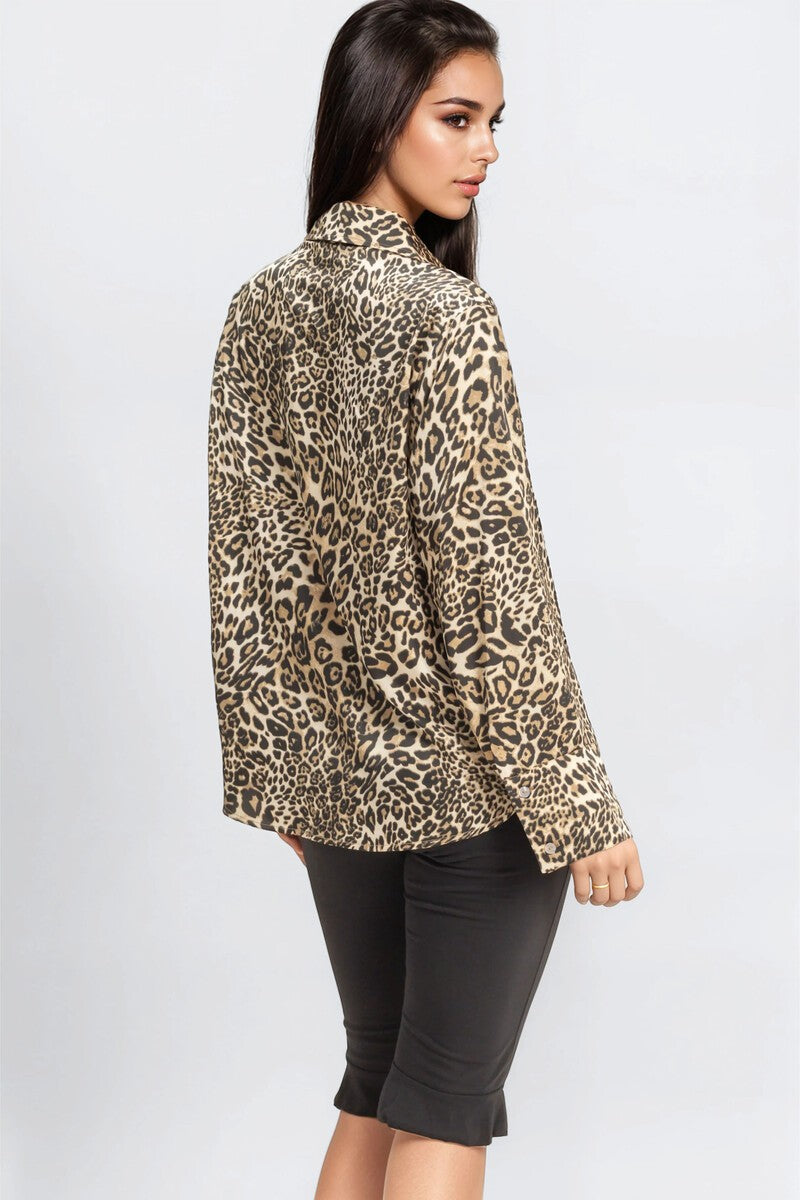 Satin Leopard Print Shirt - Image 3