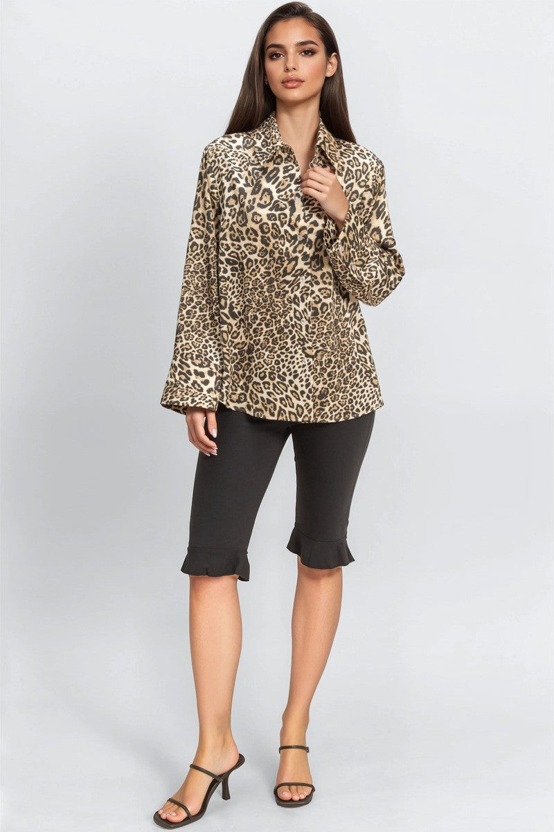 Satin Leopard Print Shirt