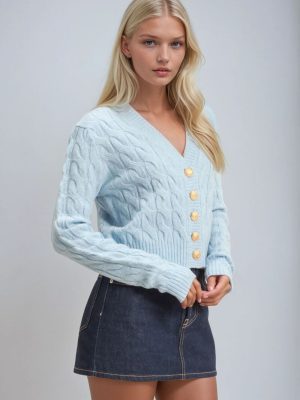 Cable Knit Cardigan Sweater