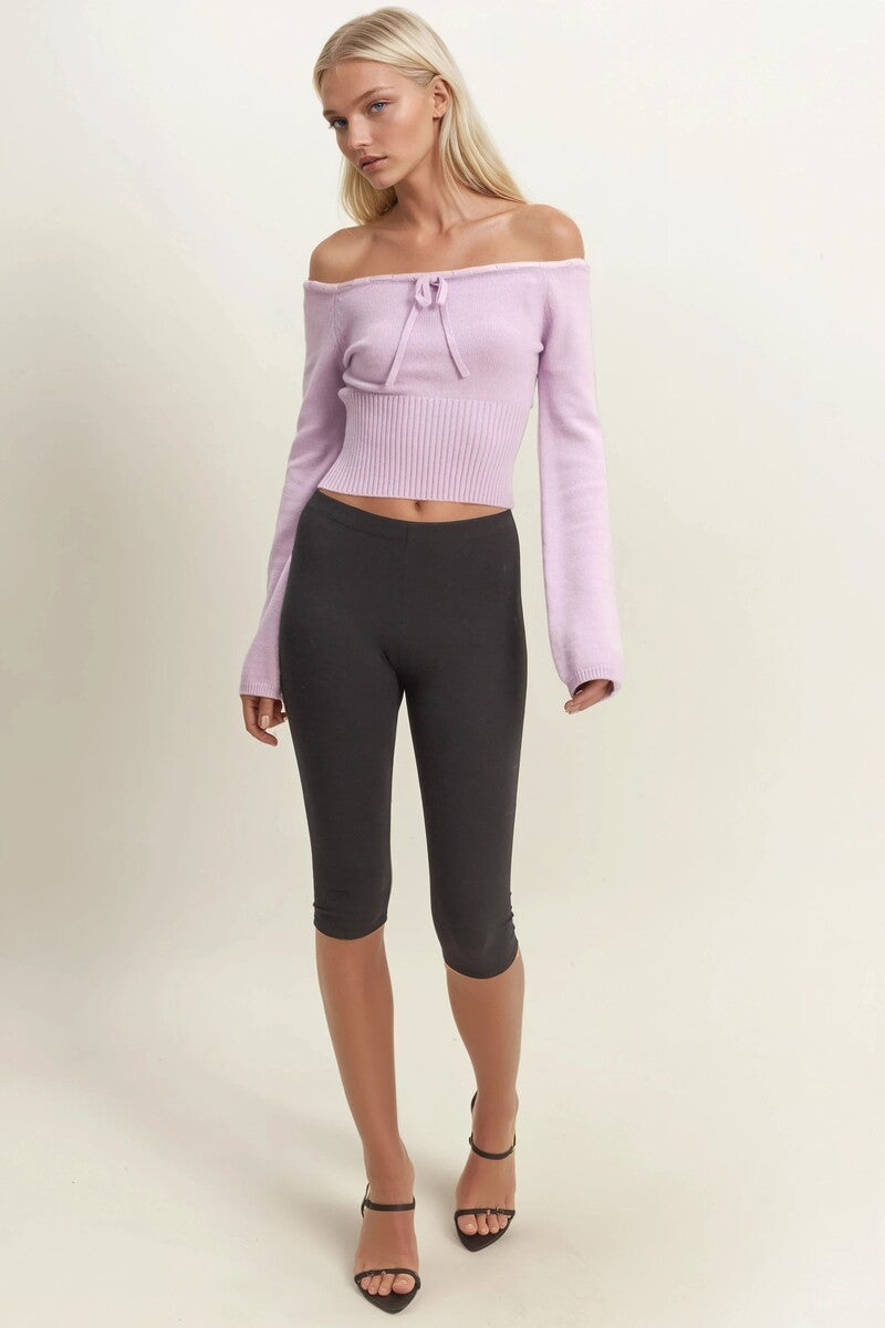 Off-The-Shoulder Tie-Front Sweater Top - Image 2