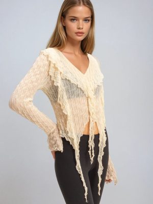 Textured Ruffled Lace Top
