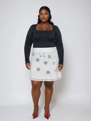 Plus Size Snowflake Knit A-Line Mini Skirt