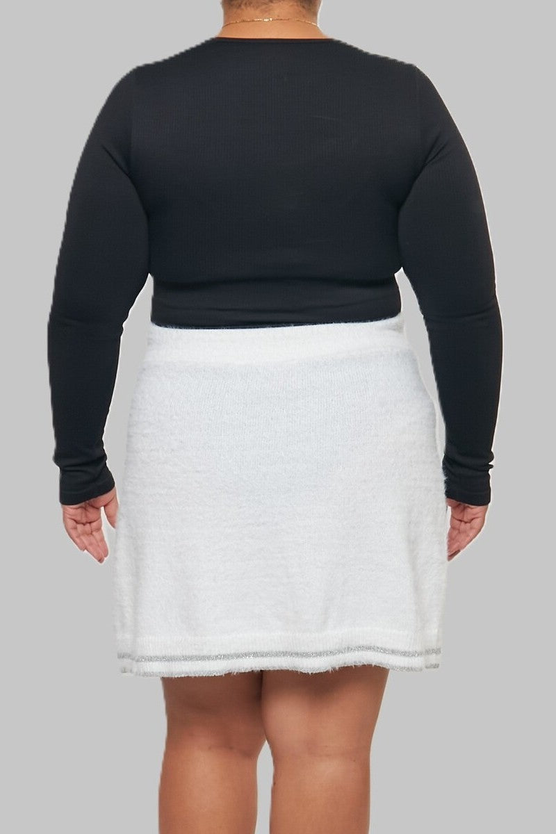 Plus Size Snowflake Knit A-Line Mini Skirt - Image 3