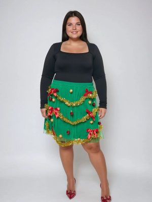 Plus Size Holiday Tutu Mini Skirt