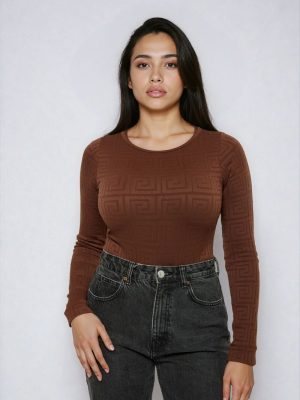 Seamless Jacquard Long Sleeve Bodysuit