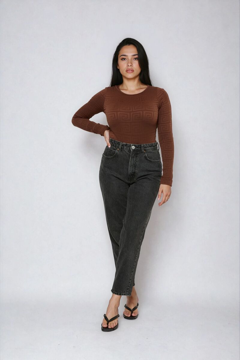Seamless Jacquard Long Sleeve Bodysuit - Image 3