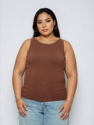 Plus Size Seamless Chain-Trim Tank