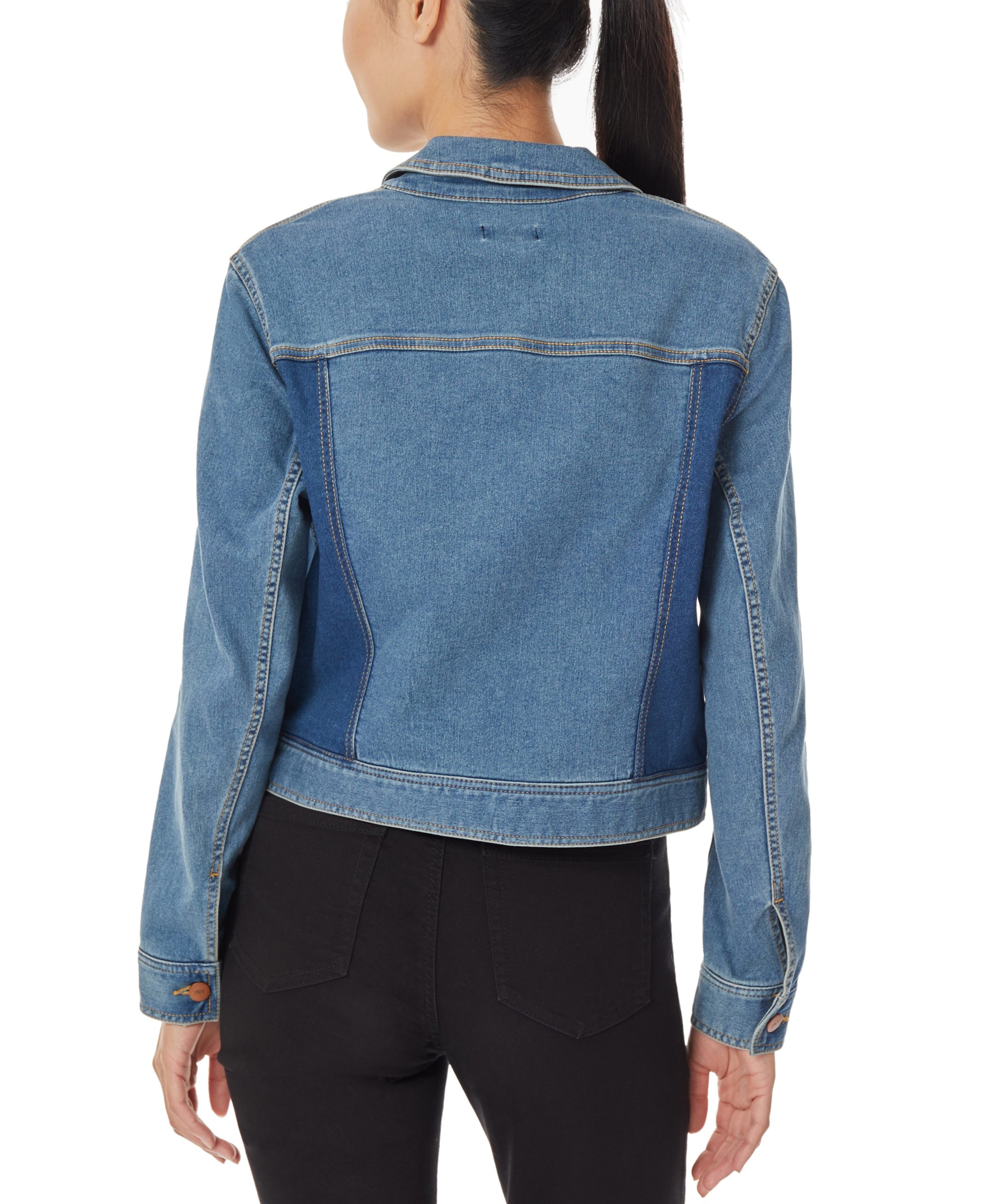 Colorblock Denim Jacket with 2 Front Pockets - Image 3
