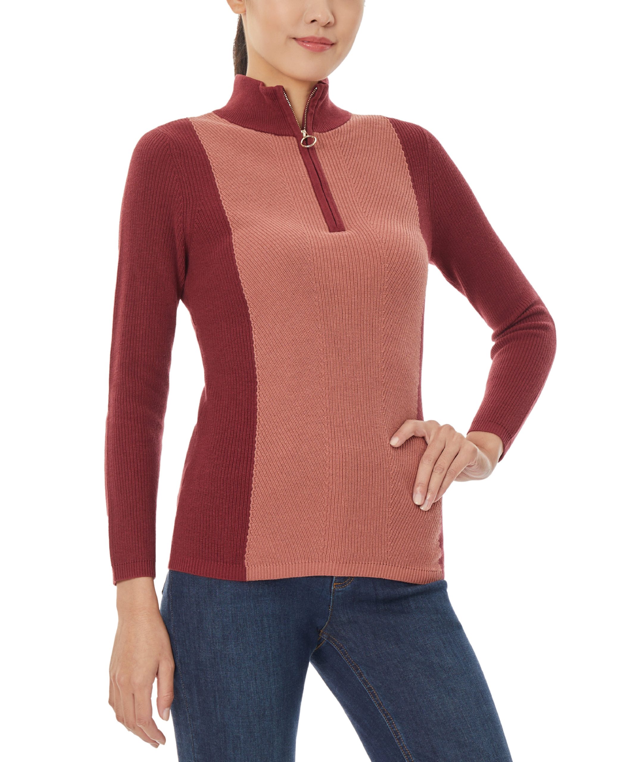 Colorblock Mock Neck Sweater - Image 4