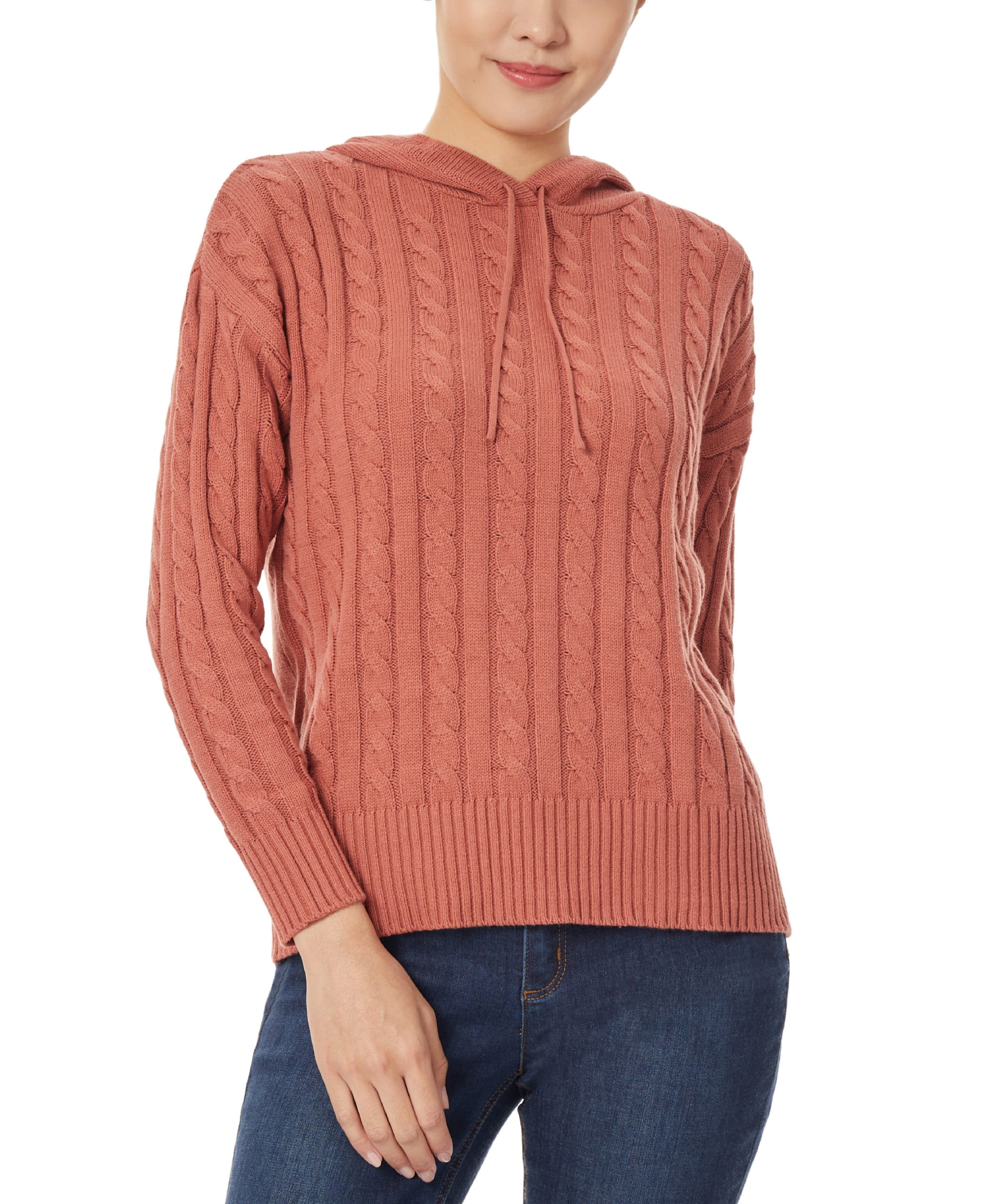 Pullover Cable Knit Hoodie - Image 2