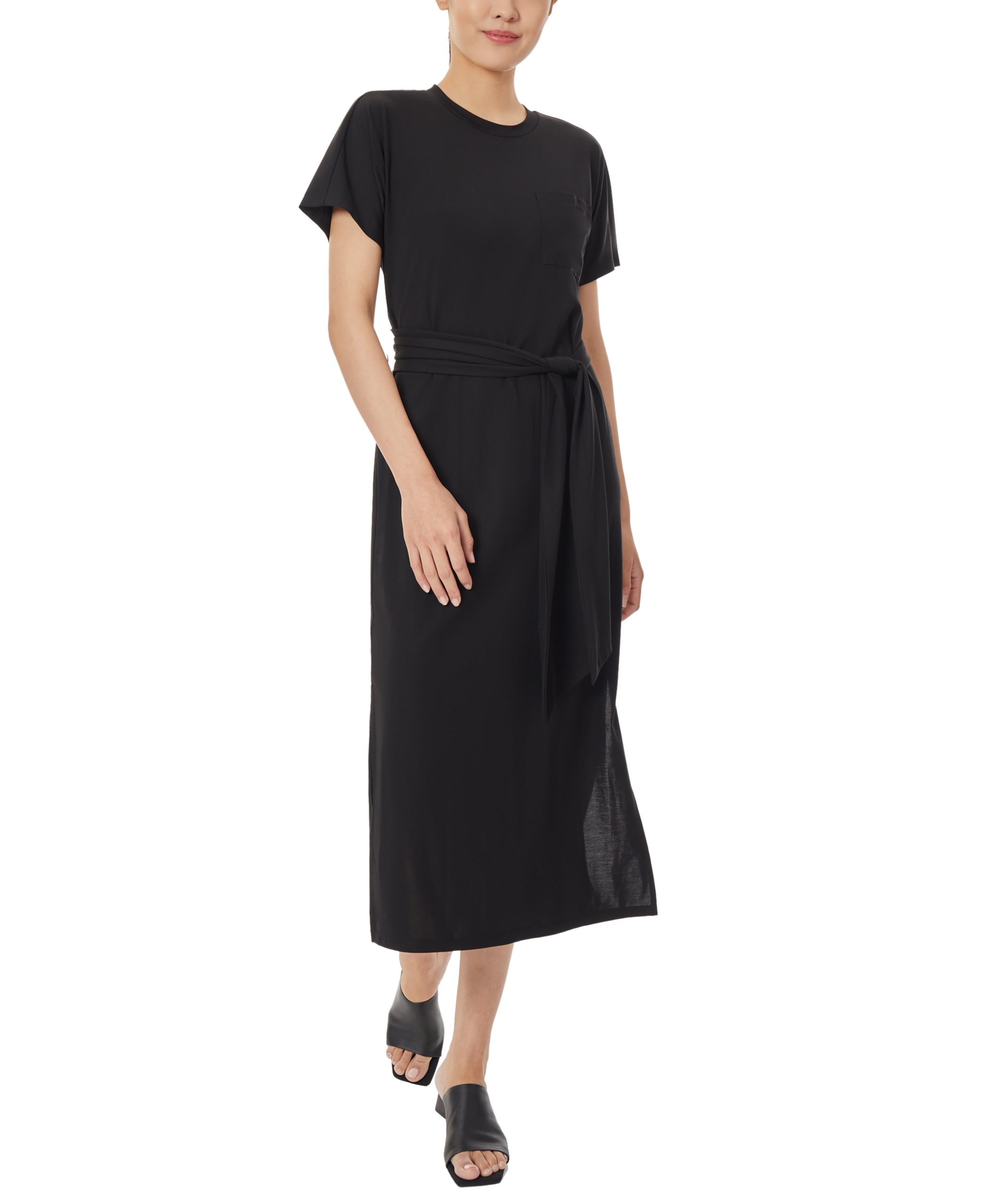 Knit Shirt Dress with Waist Tie - Image 2