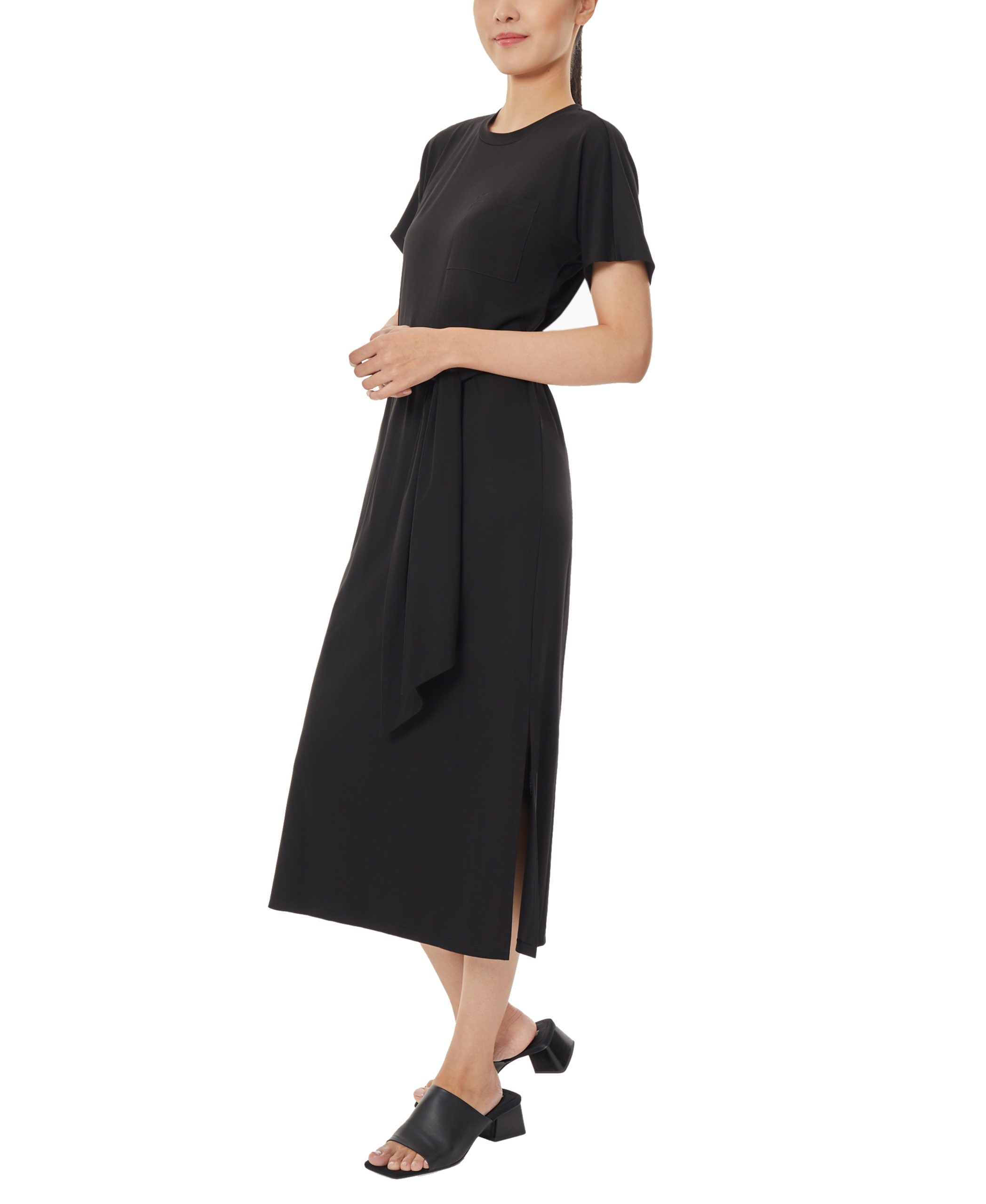 Knit Shirt Dress with Waist Tie - Image 4