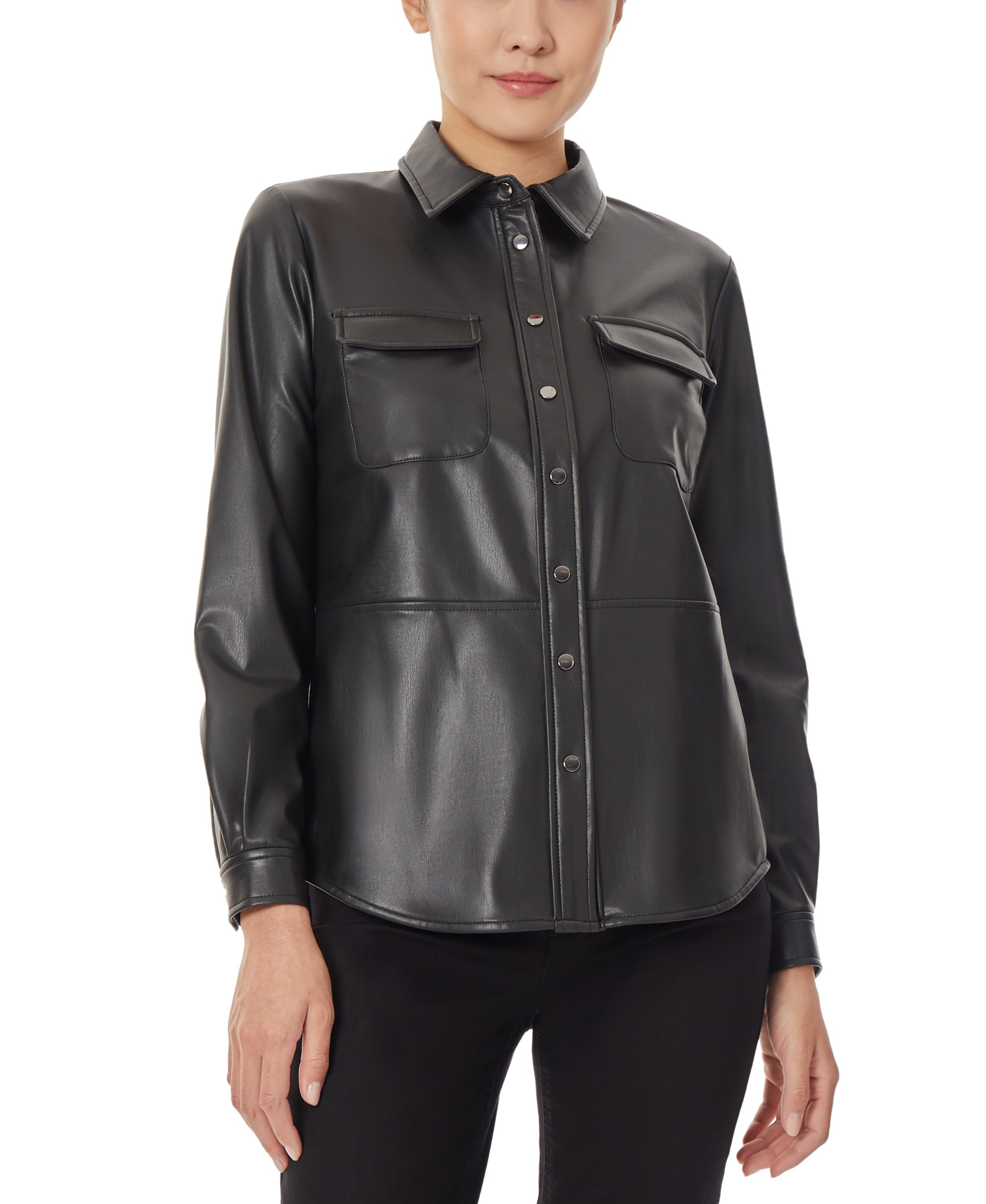 Faux Leather Utility Blouse - Image 2