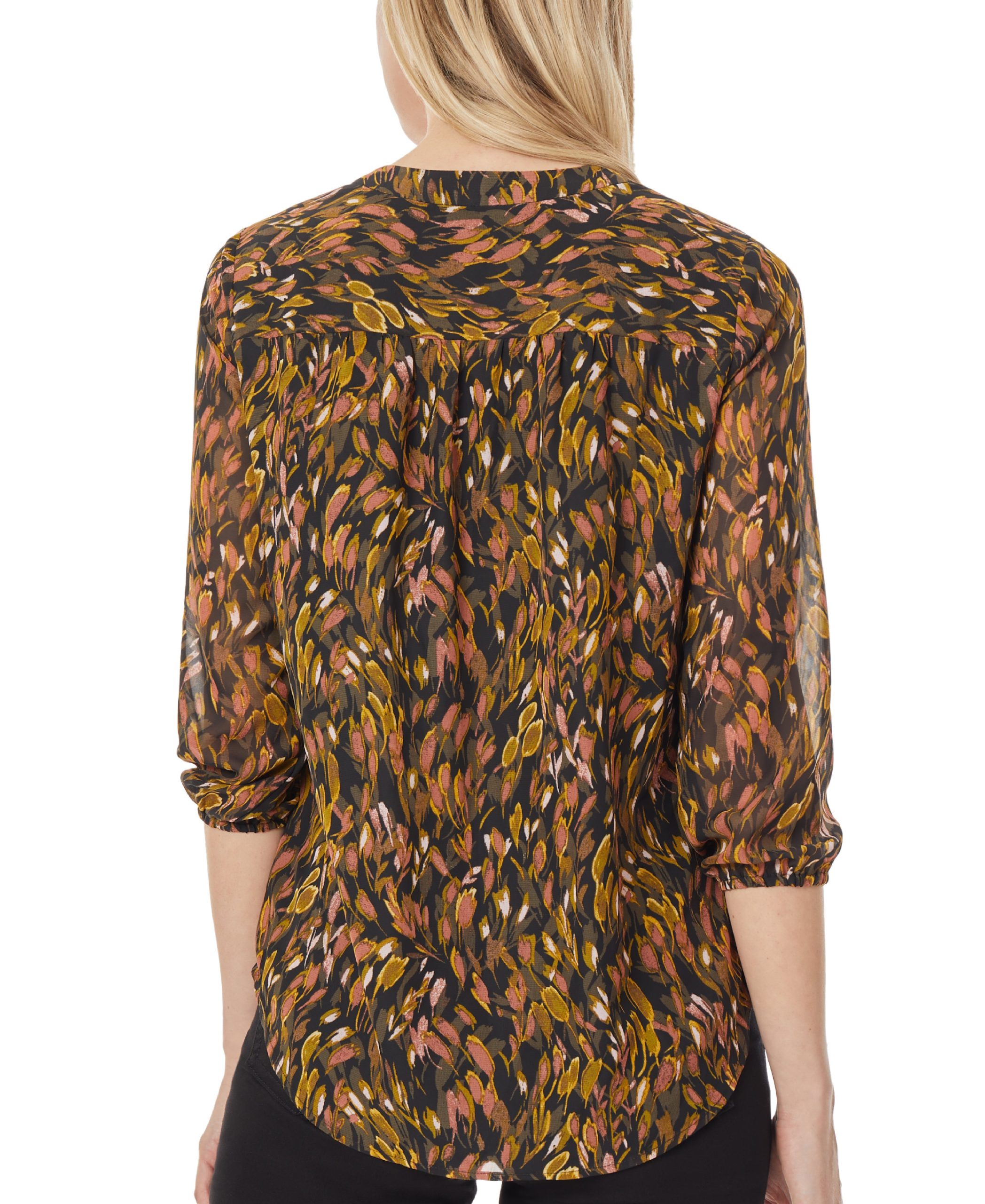 3/4 Sleeve V-Neck Pleat Front Tunic - Image 3