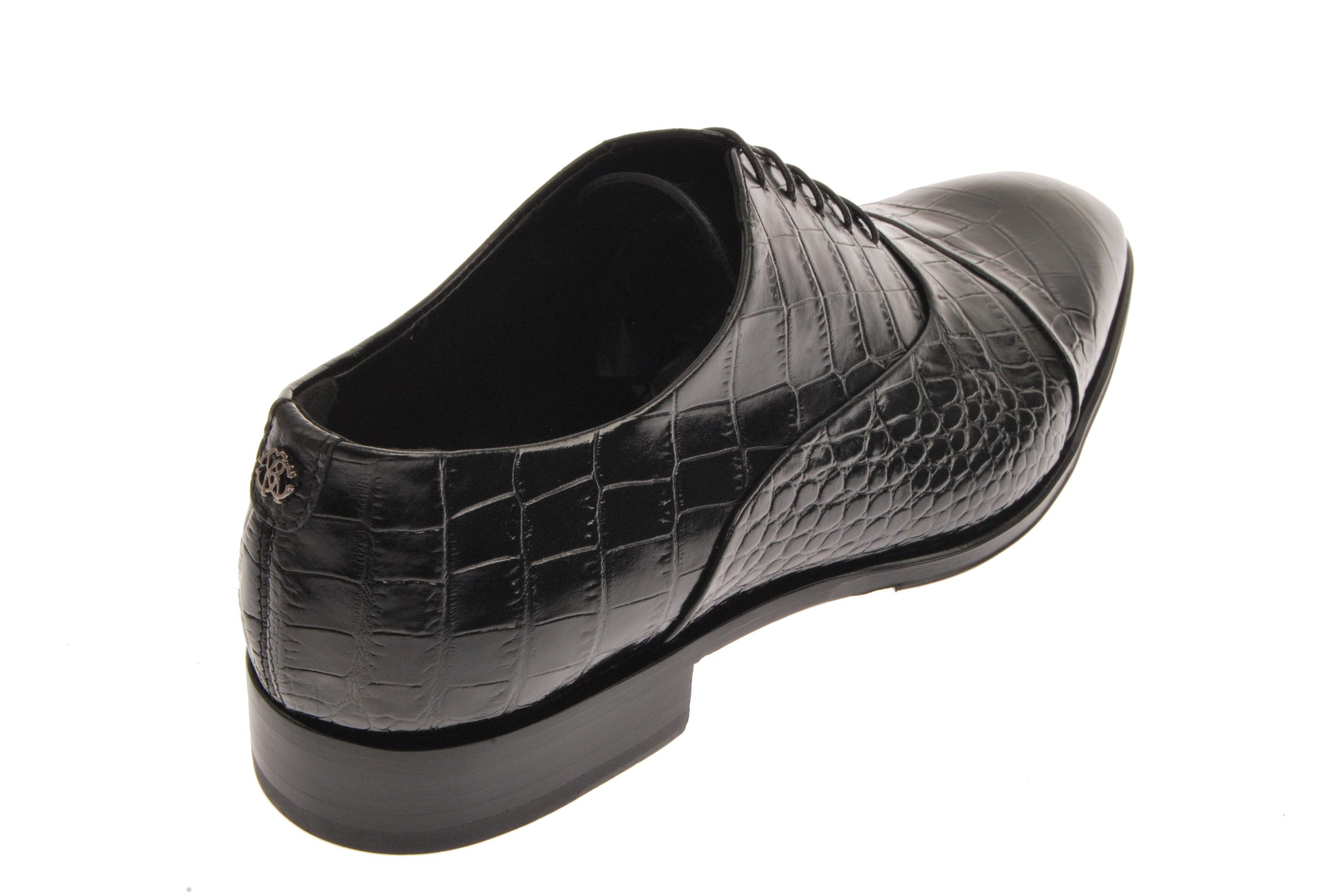 Black Crocodile Embossed Lace Up Shoe - Image 3