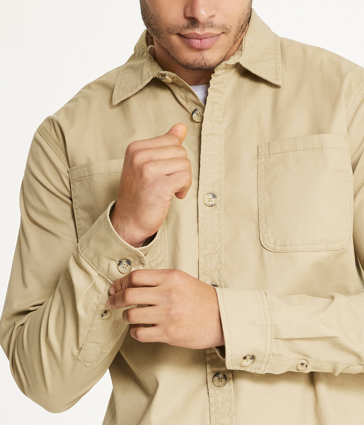 Men's Long Sleeve Shirt Jacket Stretch Twill - Image 4