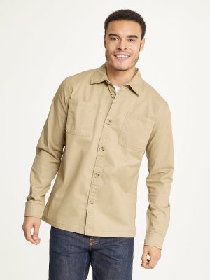 Men's Long Sleeve Shirt Jacket Stretch Twill