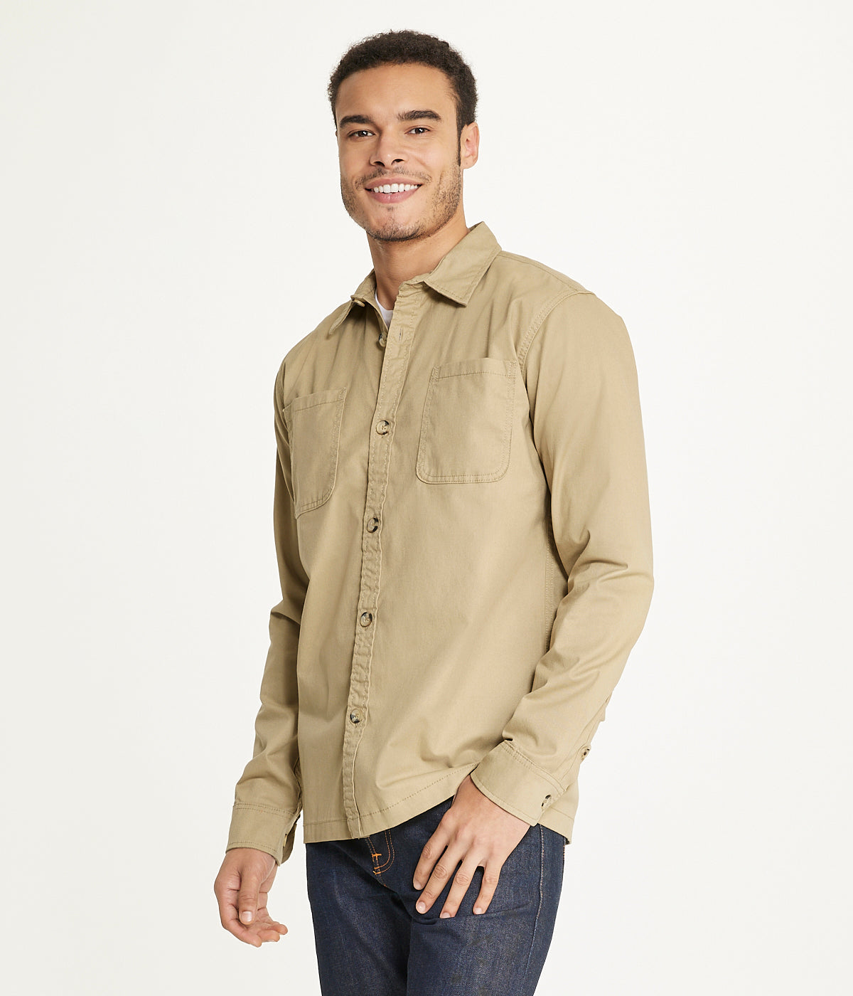 Men's Long Sleeve Shirt Jacket Stretch Twill - Image 3