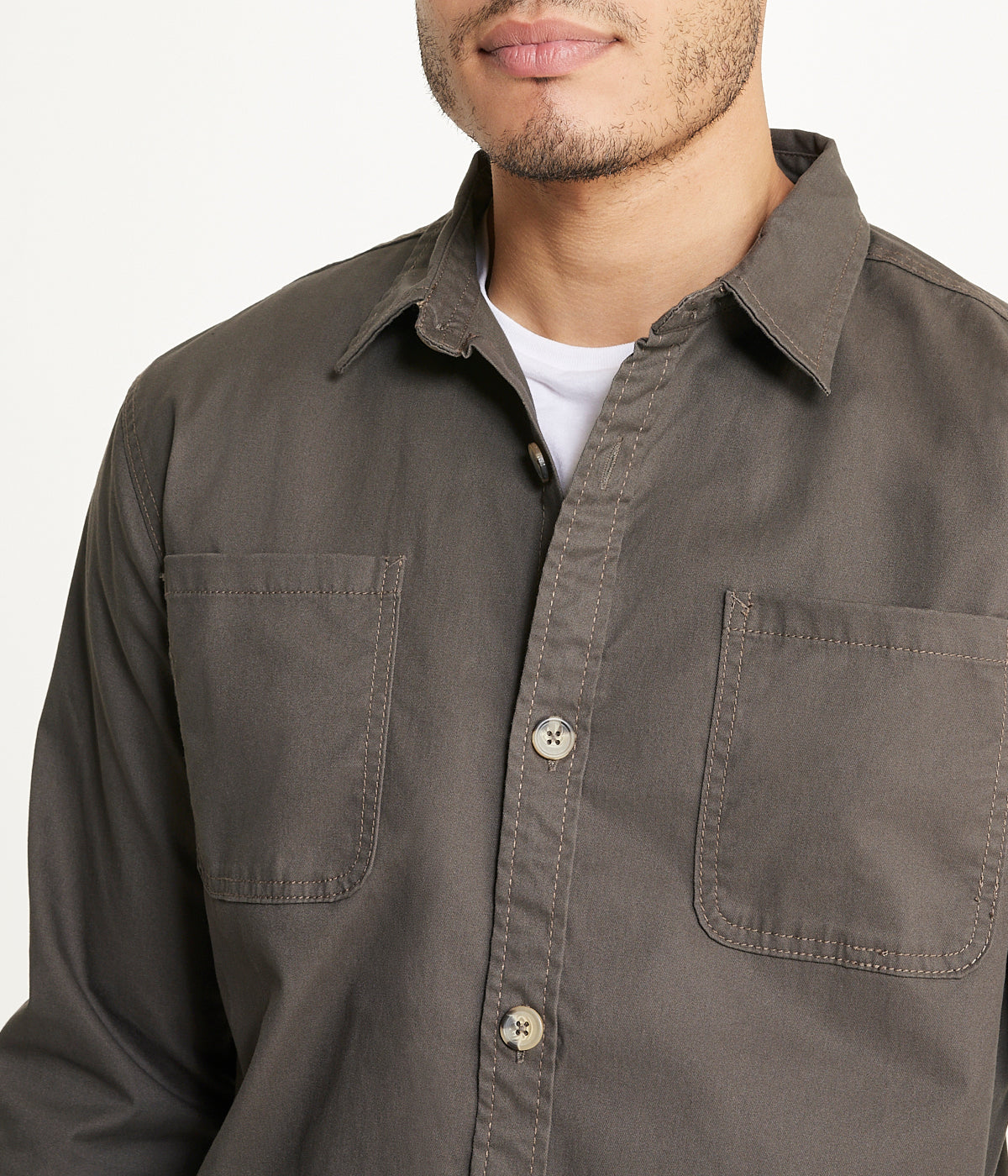 Men's Long Sleeve Shirt Jacket Stretch Twill - Image 4