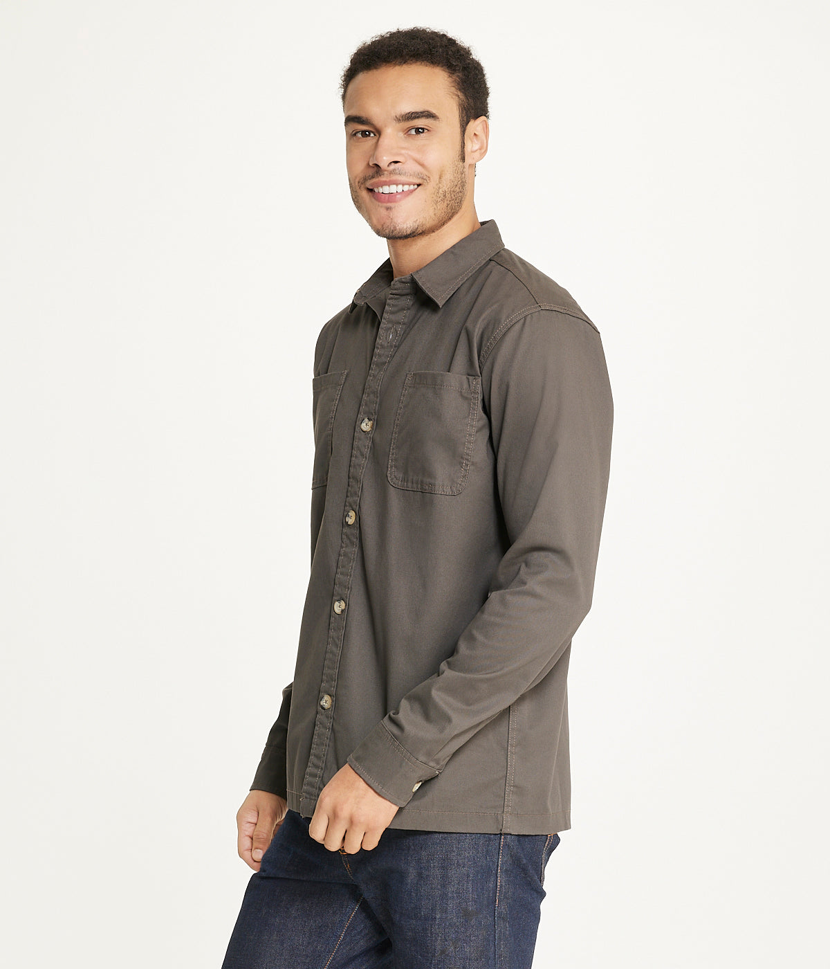 Men's Long Sleeve Shirt Jacket Stretch Twill - Image 3