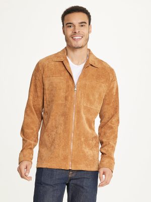 Men's Long Sleeve Corduroy Shirt Jacket (Zip Front)