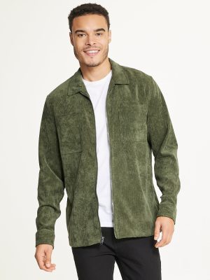 Men's Long Sleeve Corduroy Shirt Jacket (Zip Front)