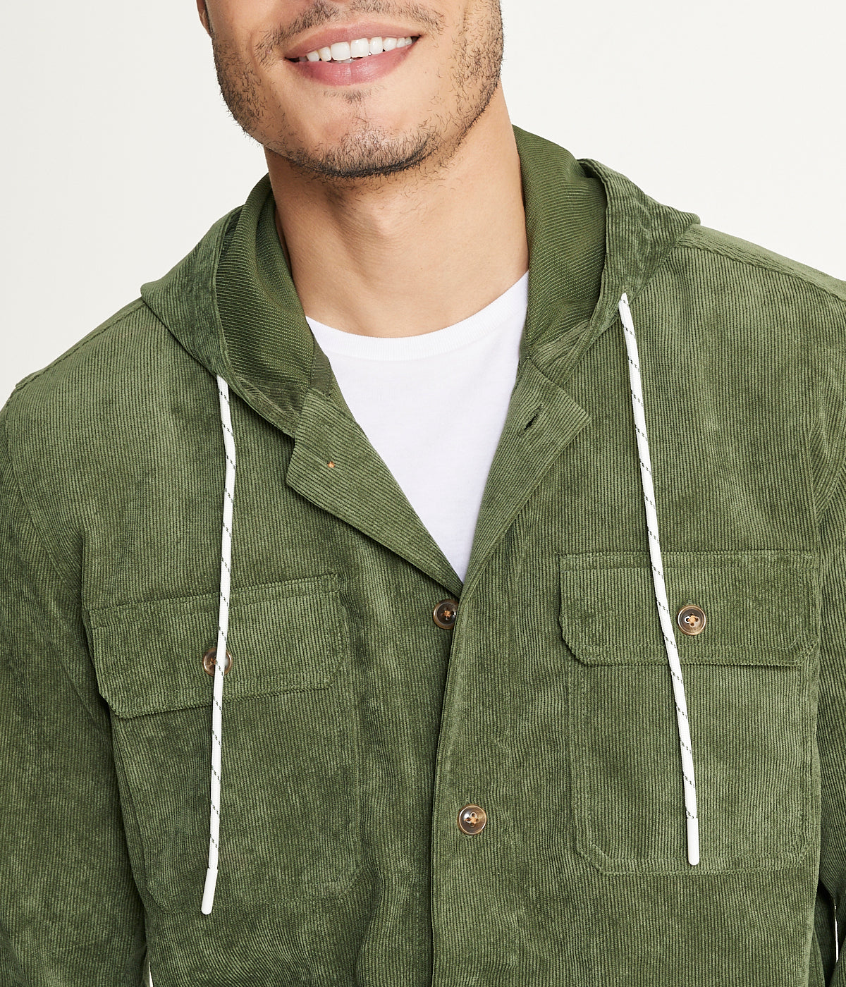 Men's Long Sleeve Corduroy Hooded Shirt Jacket - Image 4