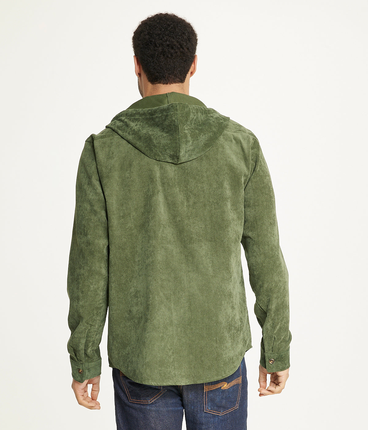 Men's Long Sleeve Corduroy Hooded Shirt Jacket - Image 2