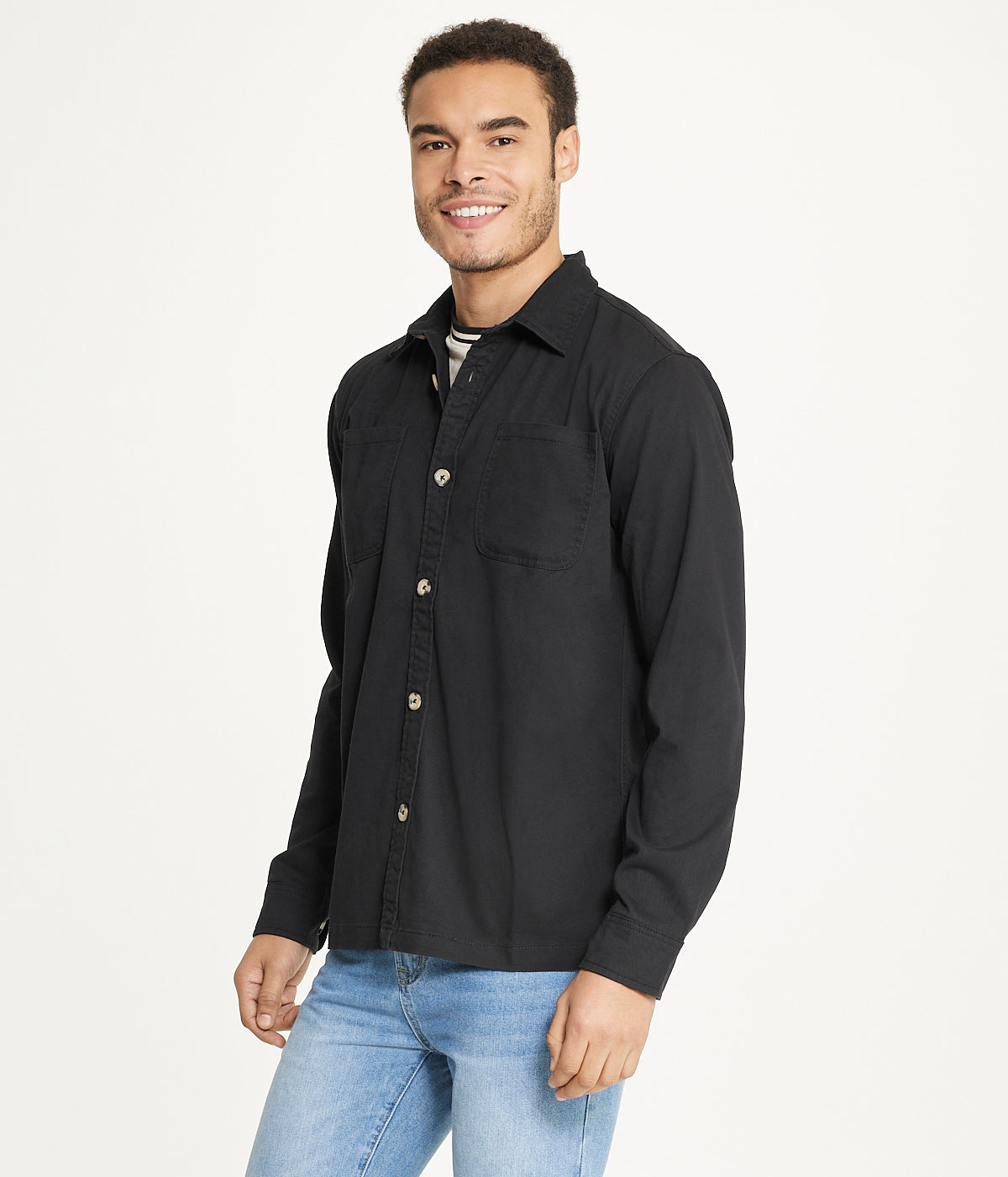 Men's Long Sleeve Shirt Jacket Stretch Twill - Image 3