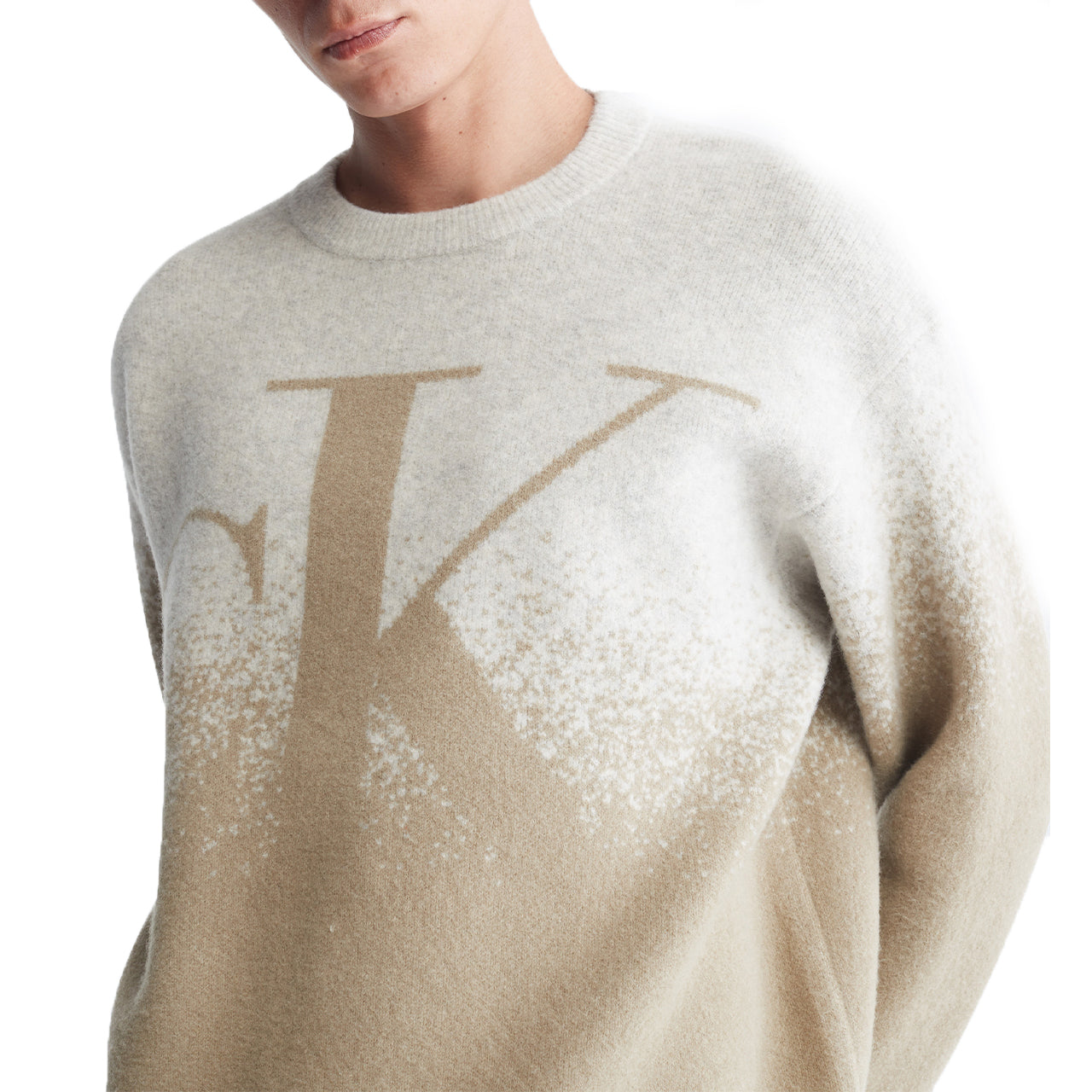 Long Sleeves Mono Ombre Jacquard Crew Sweater - Image 3