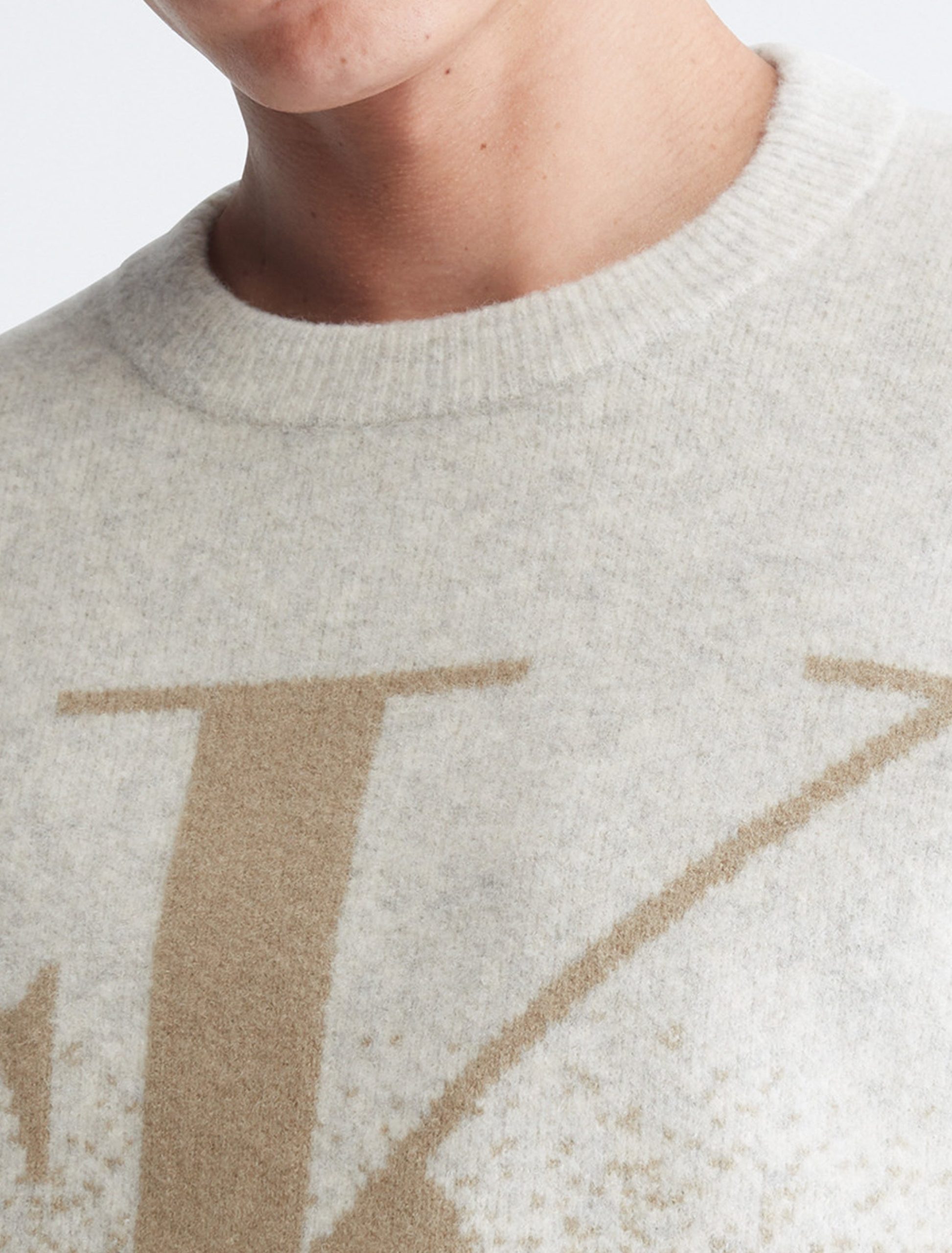 Long Sleeves Mono Ombre Jacquard Crew Sweater - Image 2