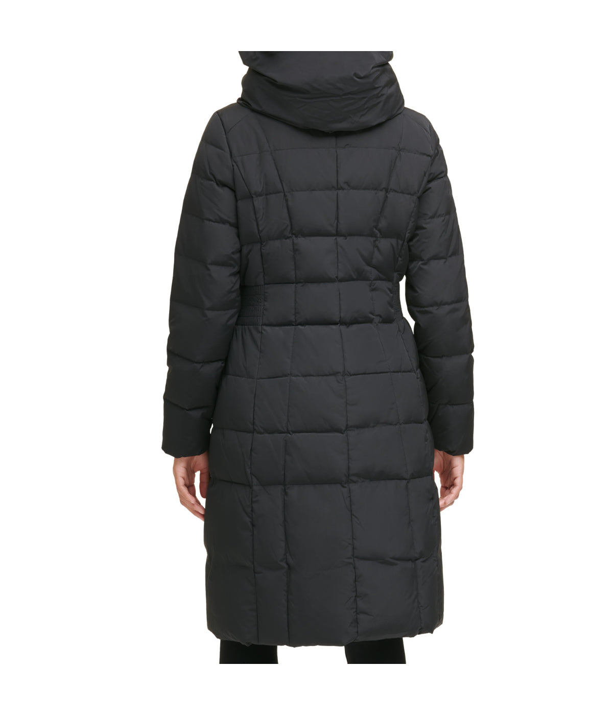 Box Quilt Down Zip Front Coat Black - Image 2