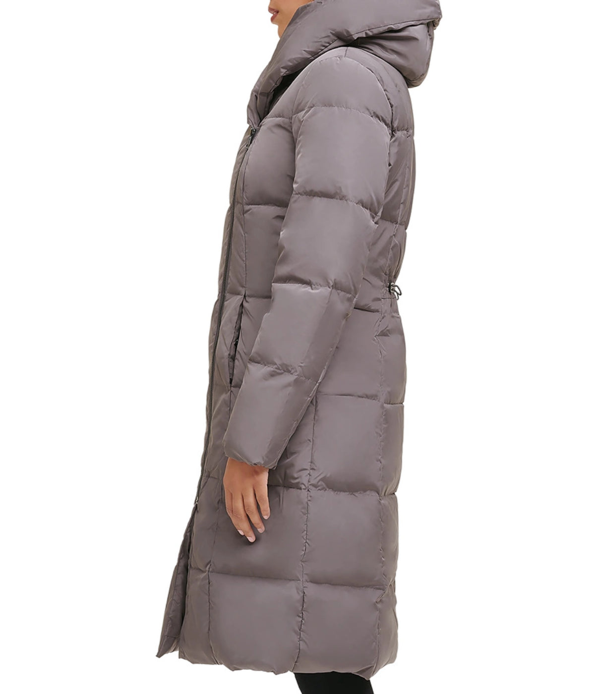 Asymmetrical Pillow Collar Down Coat Carbon - Image 3