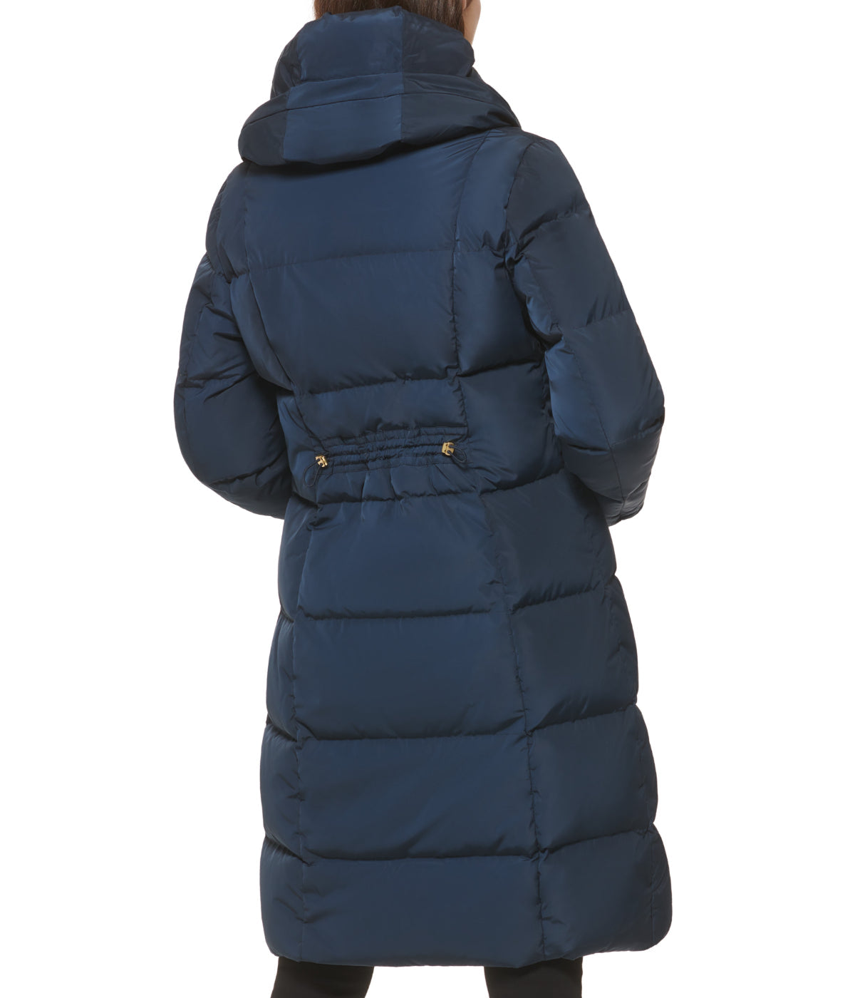 Asymmetrical Pillow Collar Down Coat Navy - Image 2