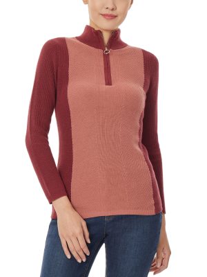 Colorblock Mock Neck Sweater