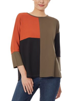 Colorblock 3/4 Dolman Sleeve Tunic