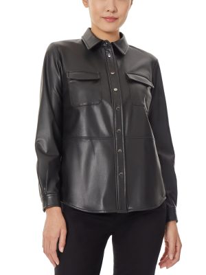 Faux Leather Utility Blouse