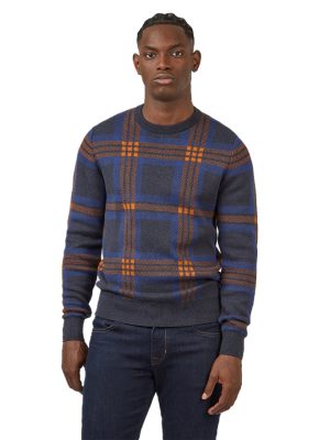 Jacquard Check Crew Neck Sweater