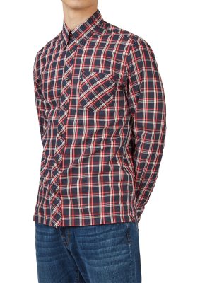 Long Sleeve Grid Check Buttondown Shirt