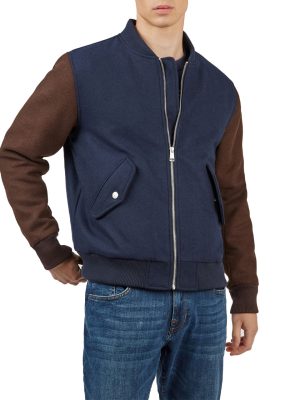 Color Block Wool Bomber