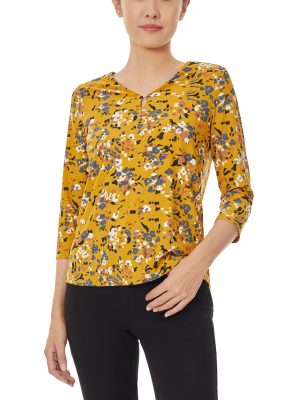 3/4 Sleeve Knit V-Neck Noodle Top