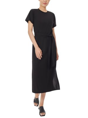 Knit Shirt Dress with Waist Tie