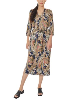 V-Neck Midi Dress with Tie Waist